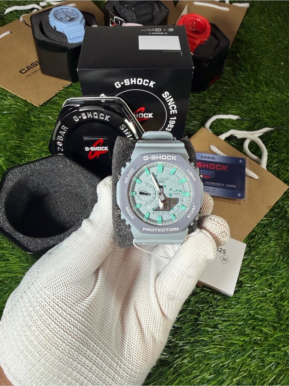 G-Shock Men’s Light Gray & Mint Green Analog-Digital Watch